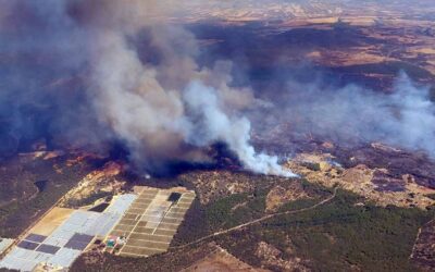 El incendio de Niebla obliga a desalojar a decenas de valverdeños de sus casas rurales